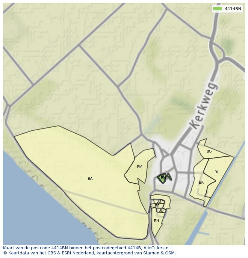 Afbeelding van het postcodegebied 4414 BN op de kaart.
