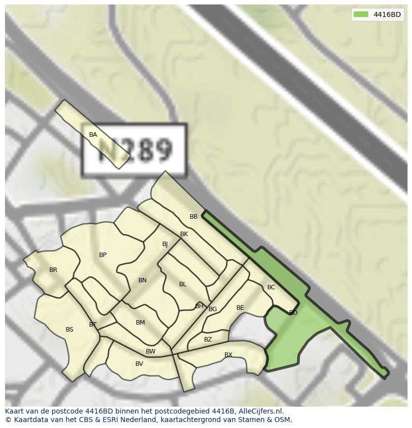 Afbeelding van het postcodegebied 4416 BD op de kaart.