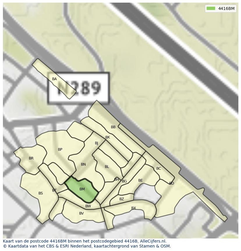 Afbeelding van het postcodegebied 4416 BM op de kaart.