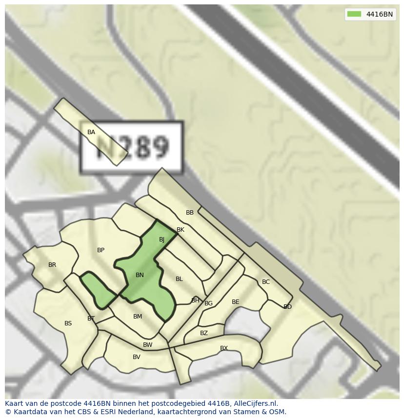 Afbeelding van het postcodegebied 4416 BN op de kaart.
