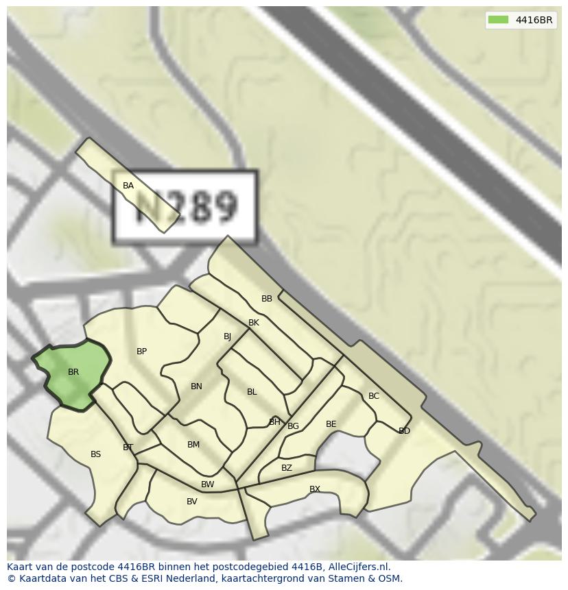 Afbeelding van het postcodegebied 4416 BR op de kaart.