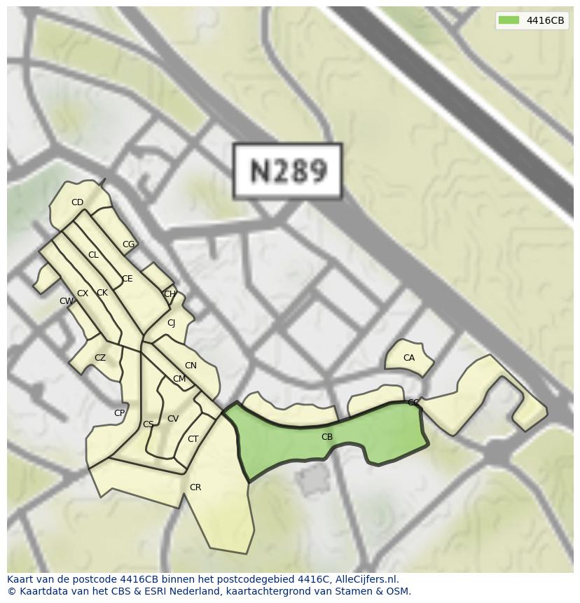 Afbeelding van het postcodegebied 4416 CB op de kaart.