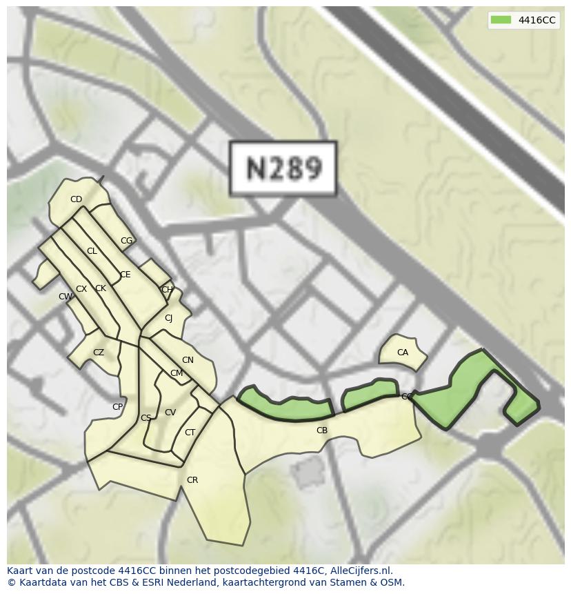 Afbeelding van het postcodegebied 4416 CC op de kaart.