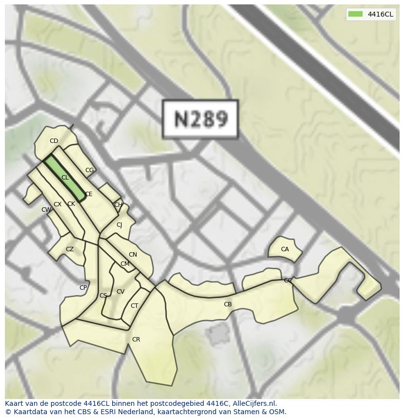 Afbeelding van het postcodegebied 4416 CL op de kaart.