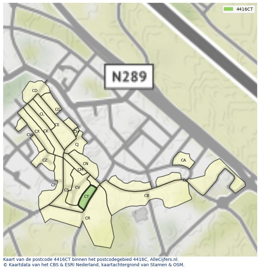 Afbeelding van het postcodegebied 4416 CT op de kaart.