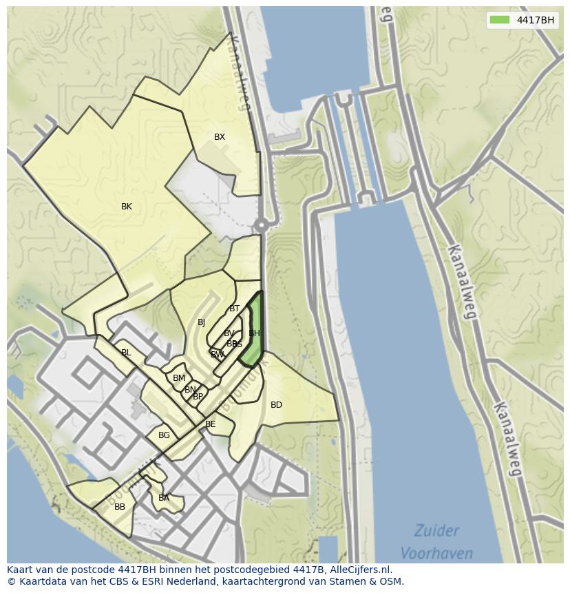 Afbeelding van het postcodegebied 4417 BH op de kaart.