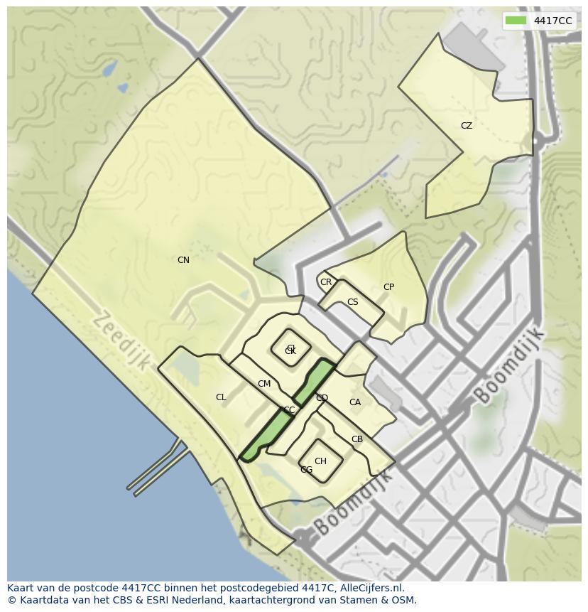 Afbeelding van het postcodegebied 4417 CC op de kaart.