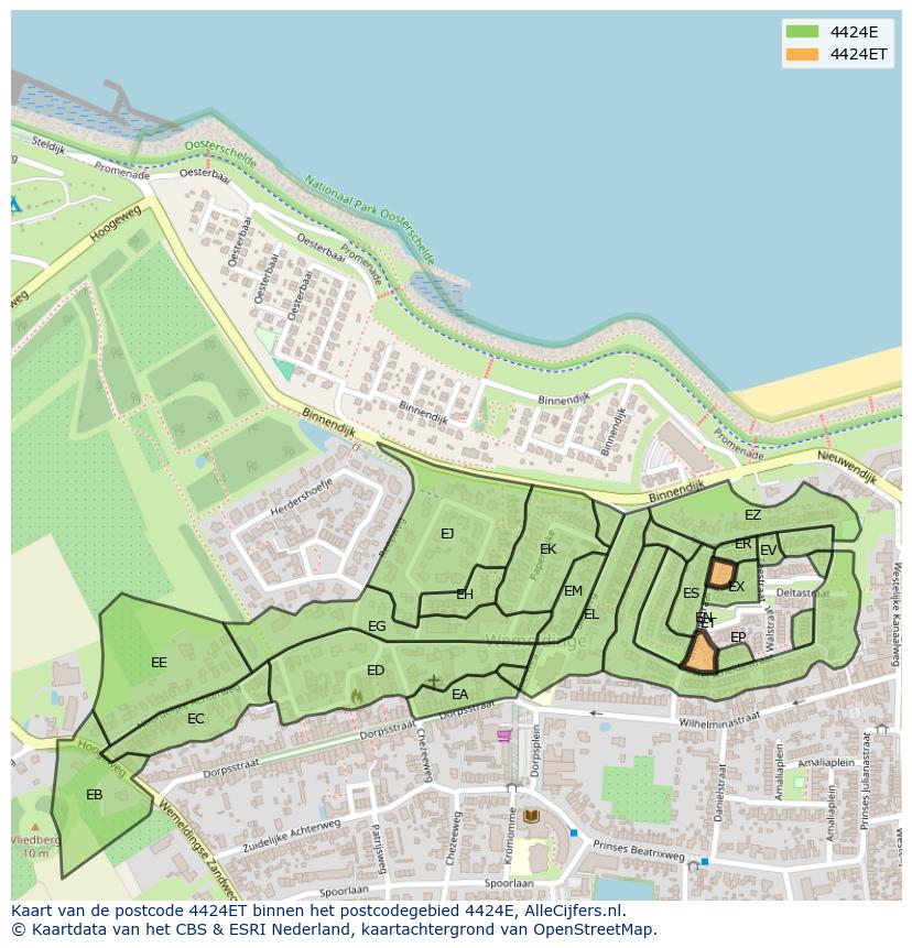Afbeelding van het postcodegebied 4424 ET op de kaart.