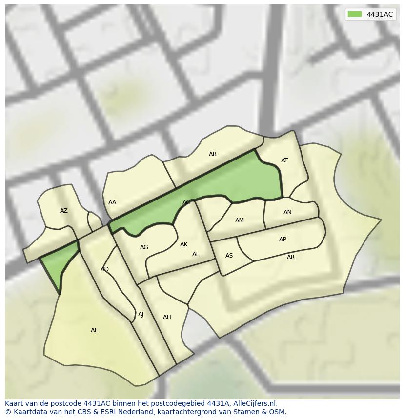 Afbeelding van het postcodegebied 4431 AC op de kaart.
