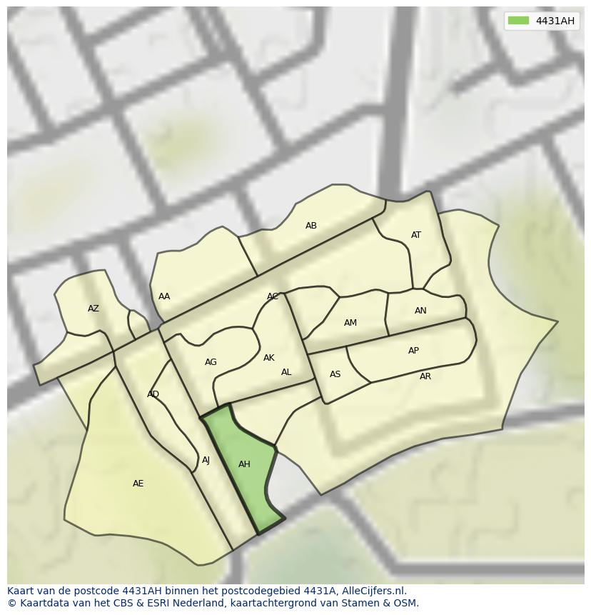 Afbeelding van het postcodegebied 4431 AH op de kaart.