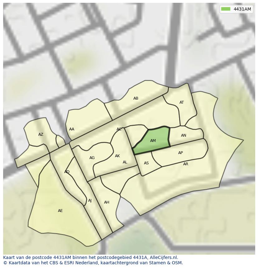 Afbeelding van het postcodegebied 4431 AM op de kaart.