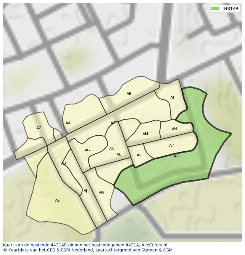 Afbeelding van het postcodegebied 4431 AR op de kaart.