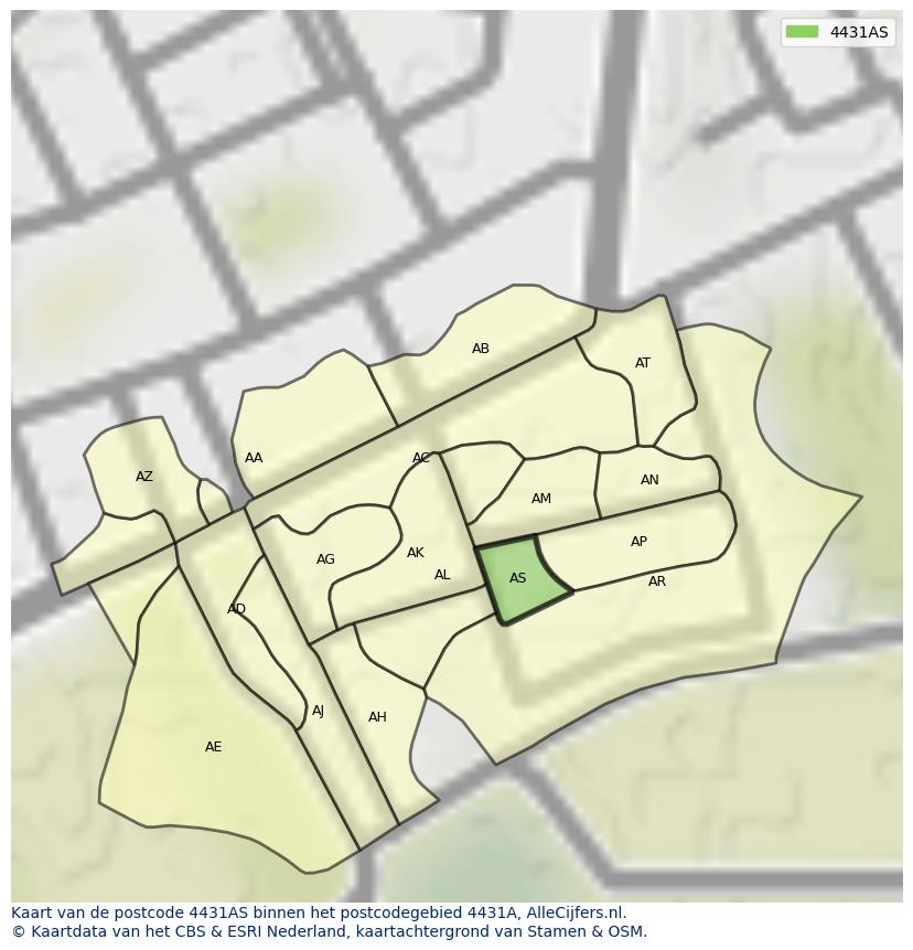 Afbeelding van het postcodegebied 4431 AS op de kaart.
