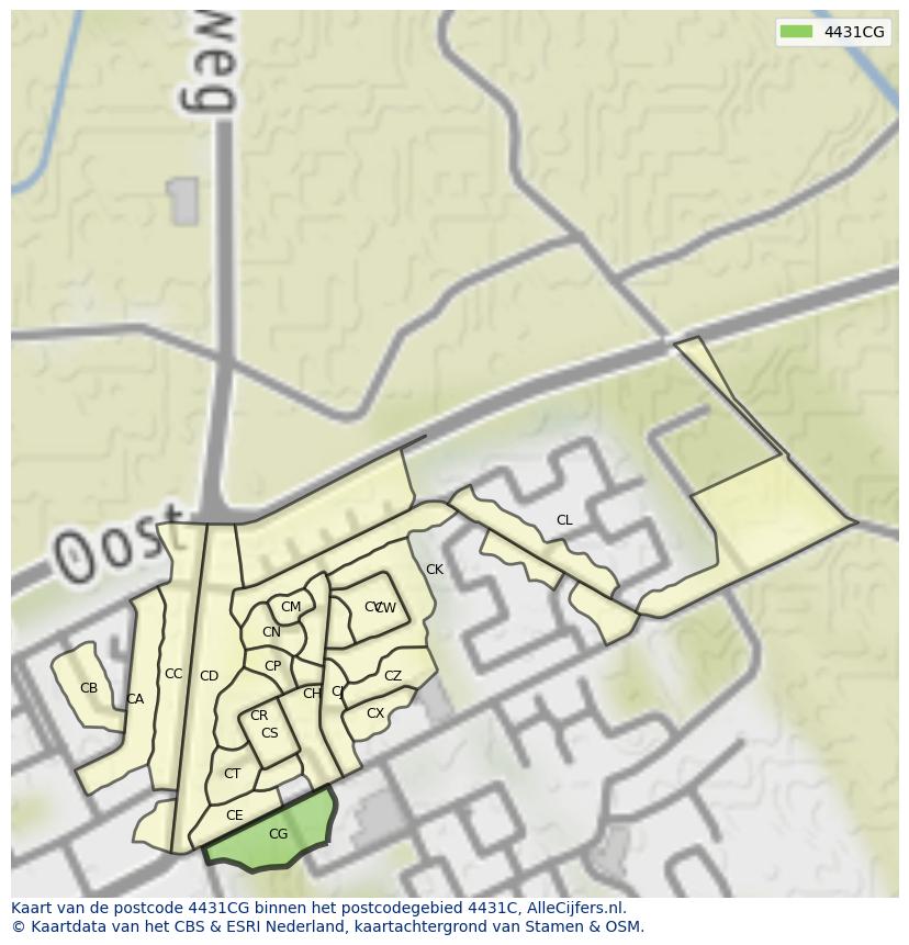 Afbeelding van het postcodegebied 4431 CG op de kaart.