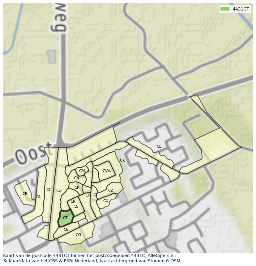 Afbeelding van het postcodegebied 4431 CT op de kaart.