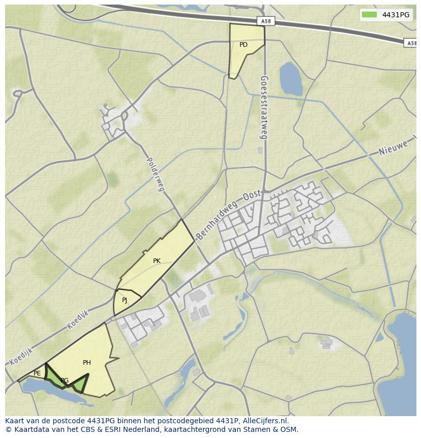 Afbeelding van het postcodegebied 4431 PG op de kaart.