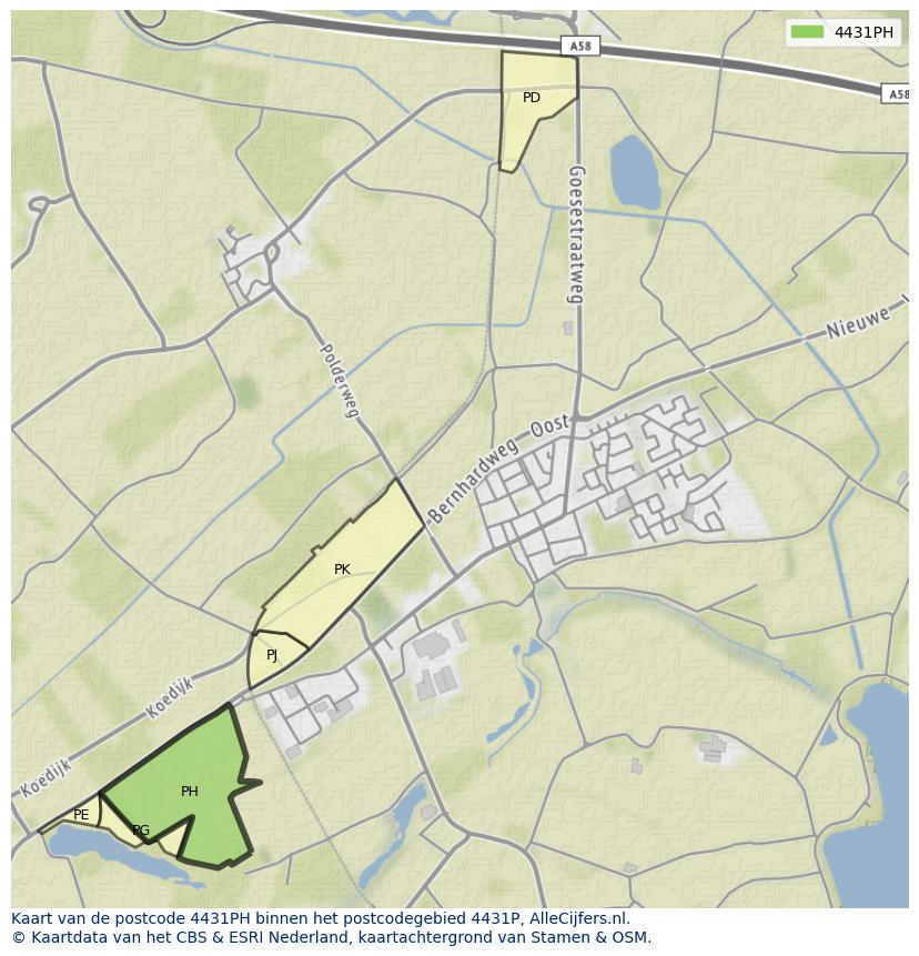 Afbeelding van het postcodegebied 4431 PH op de kaart.