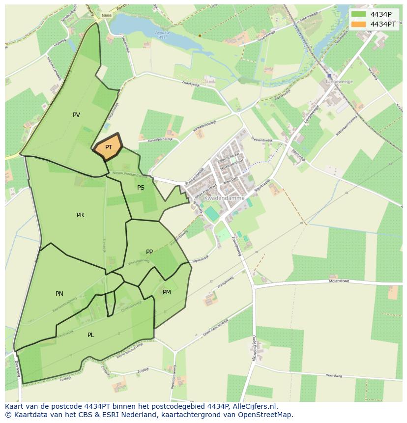 Afbeelding van het postcodegebied 4434 PT op de kaart.