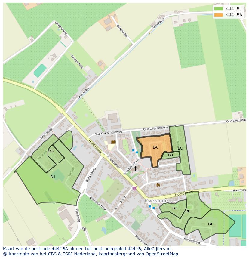 Afbeelding van het postcodegebied 4441 BA op de kaart.