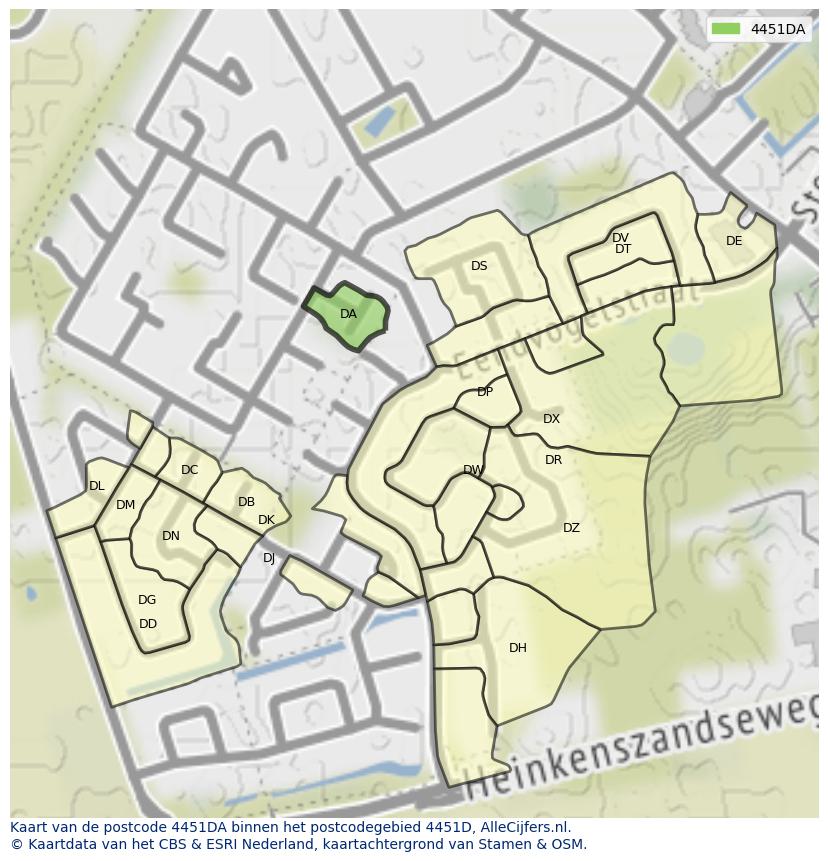 Afbeelding van het postcodegebied 4451 DA op de kaart.
