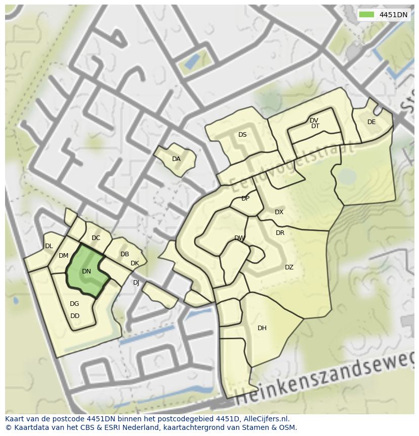 Afbeelding van het postcodegebied 4451 DN op de kaart.