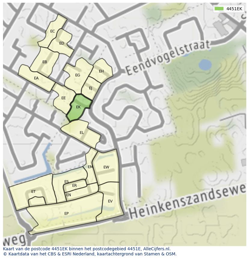 Afbeelding van het postcodegebied 4451 EK op de kaart.