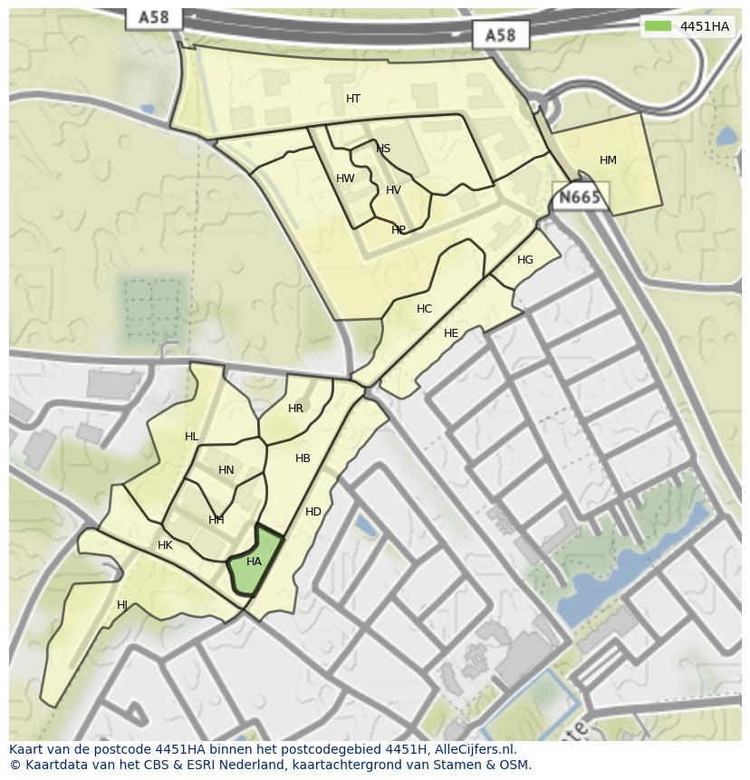 Afbeelding van het postcodegebied 4451 HA op de kaart.