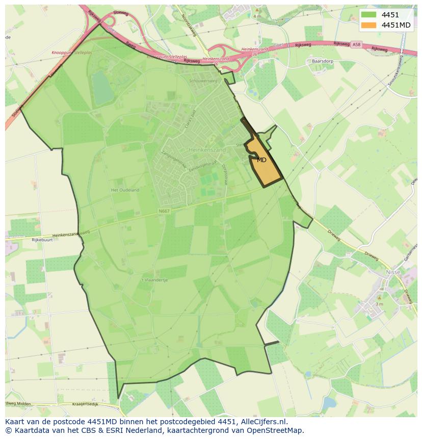 Afbeelding van het postcodegebied 4451 MD op de kaart.