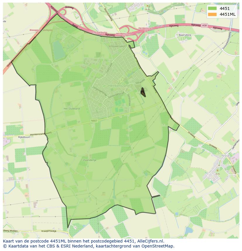 Afbeelding van het postcodegebied 4451 ML op de kaart.