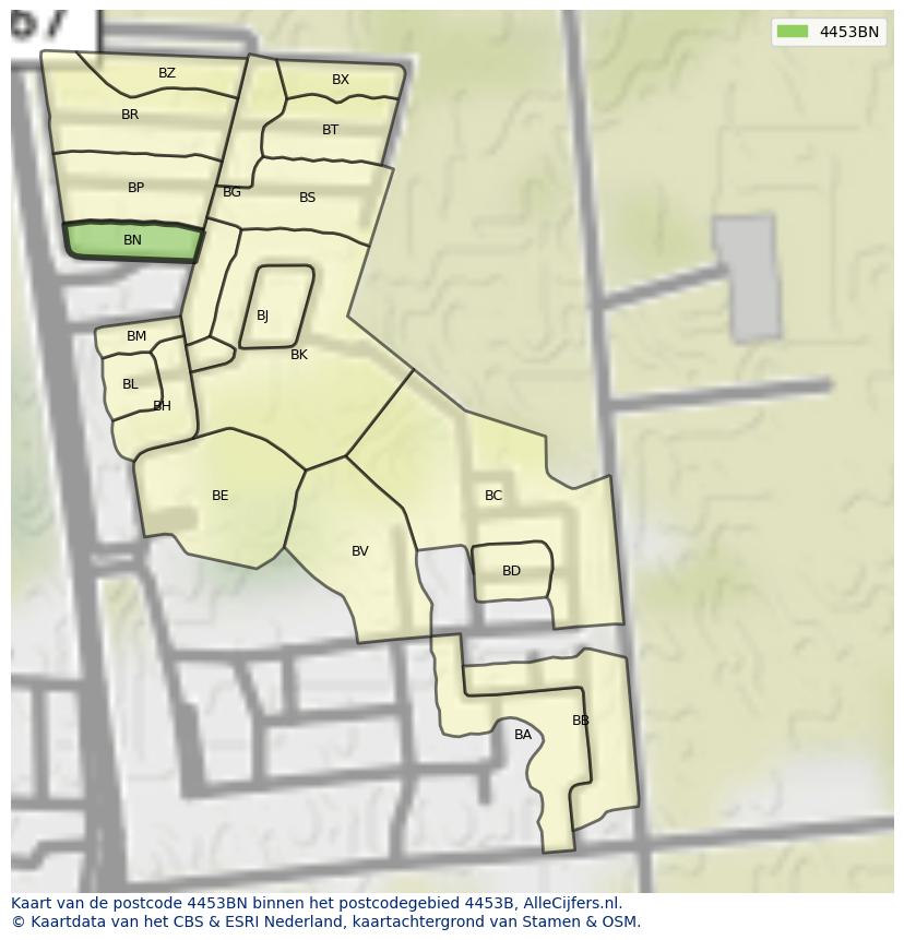 Afbeelding van het postcodegebied 4453 BN op de kaart.