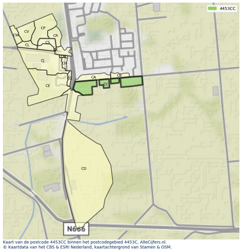 Afbeelding van het postcodegebied 4453 CC op de kaart.