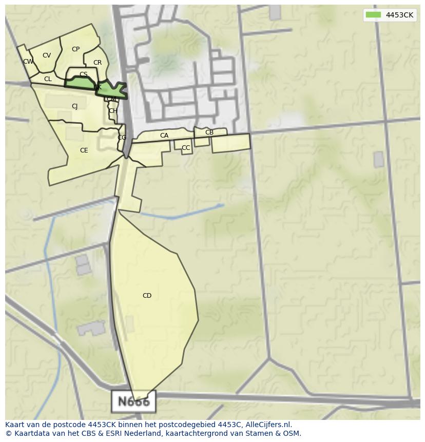 Afbeelding van het postcodegebied 4453 CK op de kaart.
