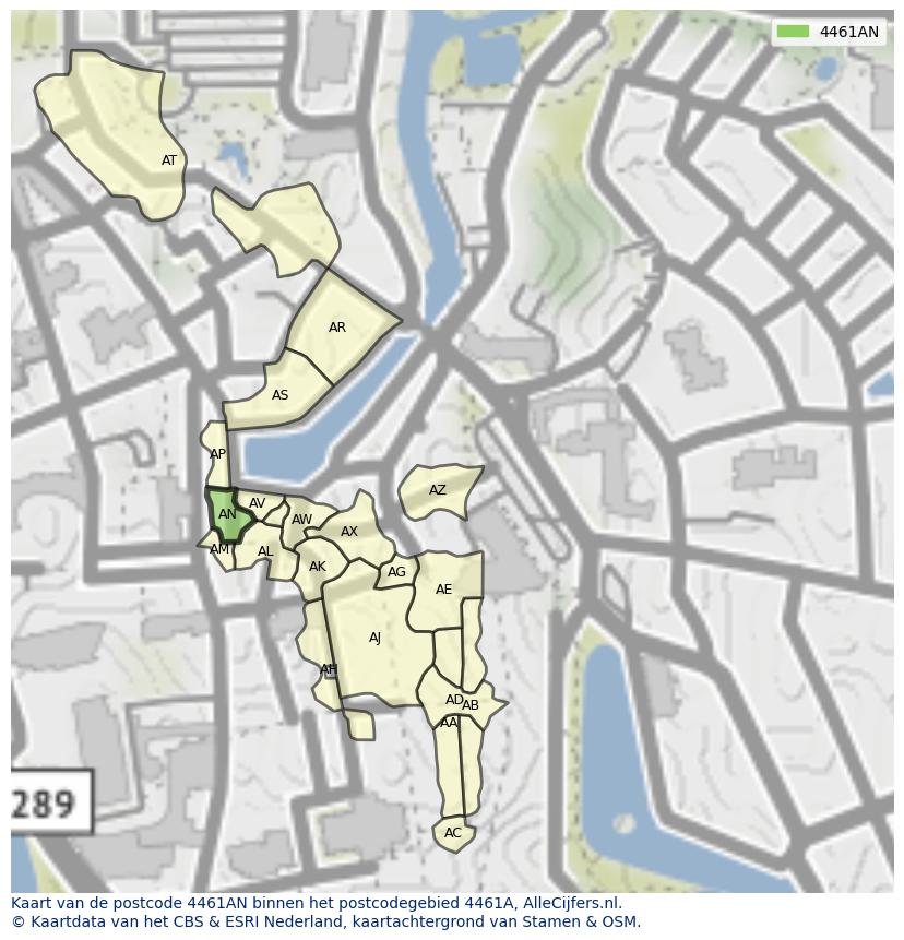Afbeelding van het postcodegebied 4461 AN op de kaart.