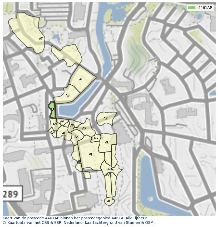 Afbeelding van het postcodegebied 4461 AP op de kaart.