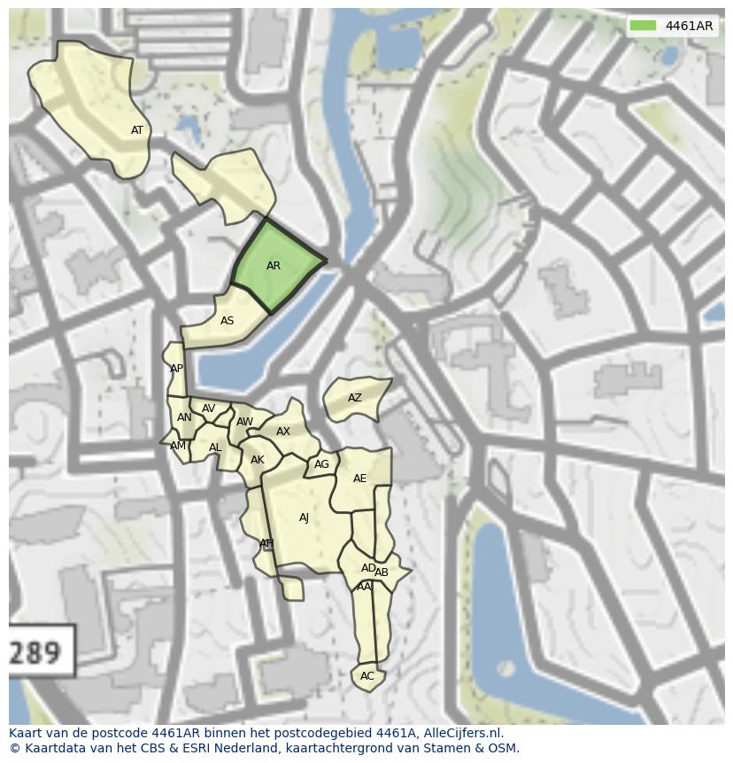 Afbeelding van het postcodegebied 4461 AR op de kaart.