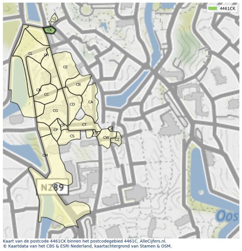 Afbeelding van het postcodegebied 4461 CK op de kaart.