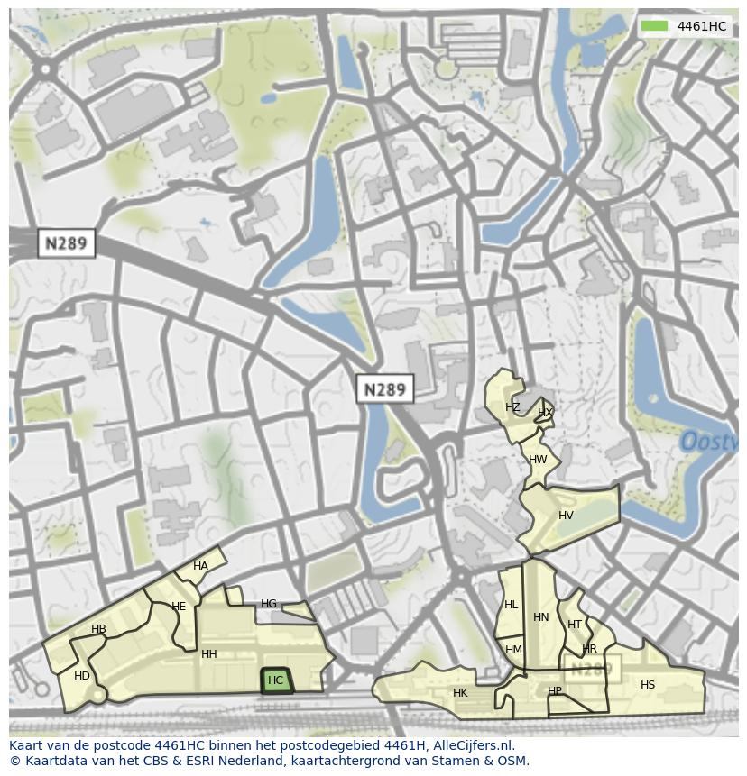 Afbeelding van het postcodegebied 4461 HC op de kaart.