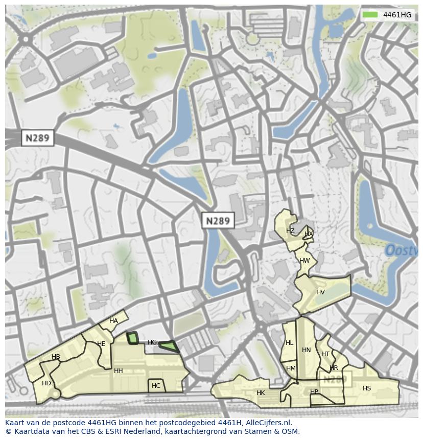 Afbeelding van het postcodegebied 4461 HG op de kaart.