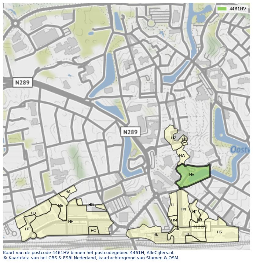 Afbeelding van het postcodegebied 4461 HV op de kaart.