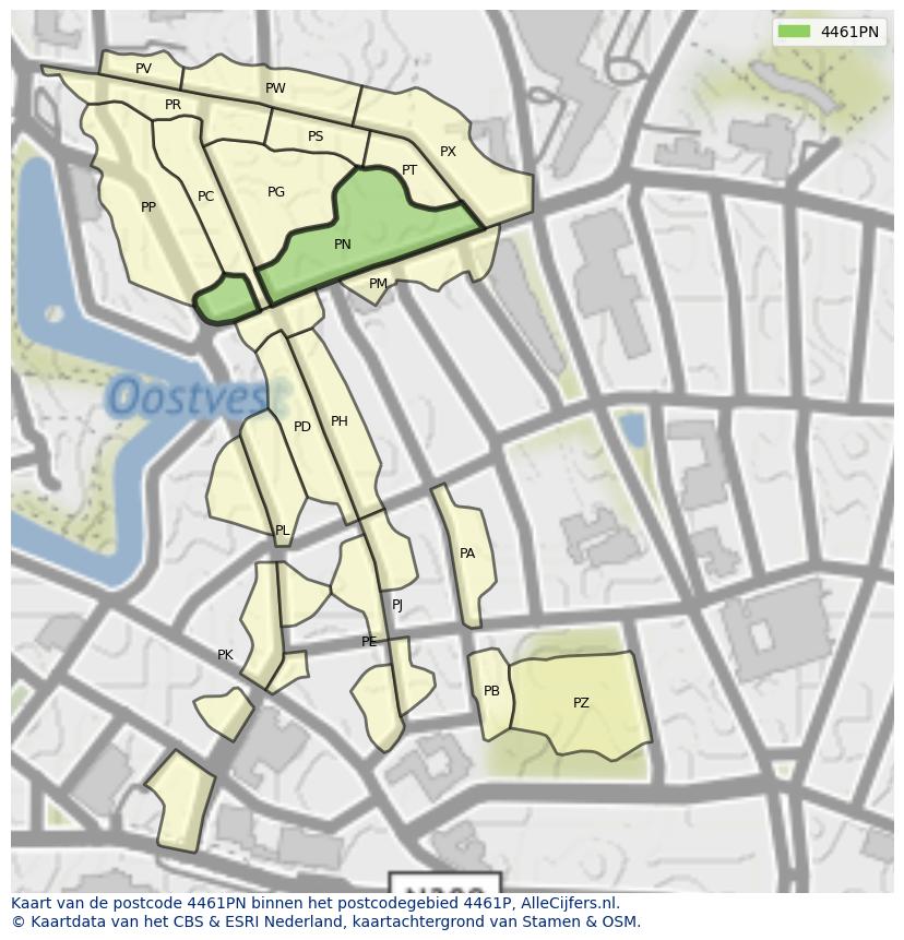 Afbeelding van het postcodegebied 4461 PN op de kaart.