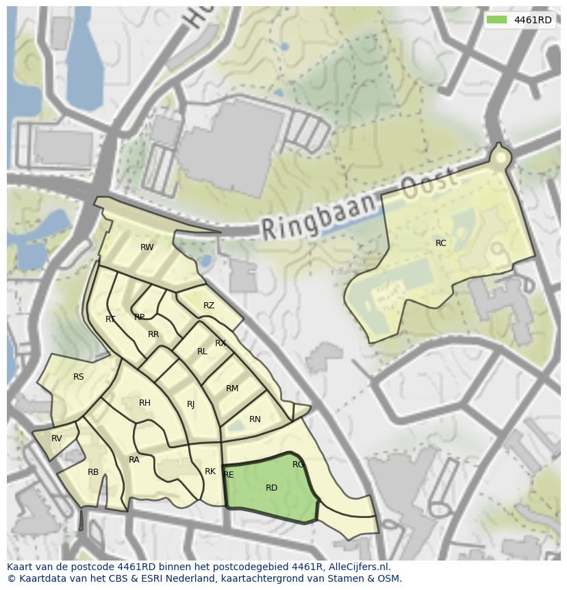 Afbeelding van het postcodegebied 4461 RD op de kaart.