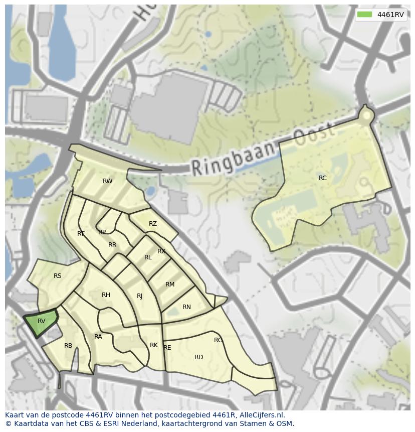 Afbeelding van het postcodegebied 4461 RV op de kaart.