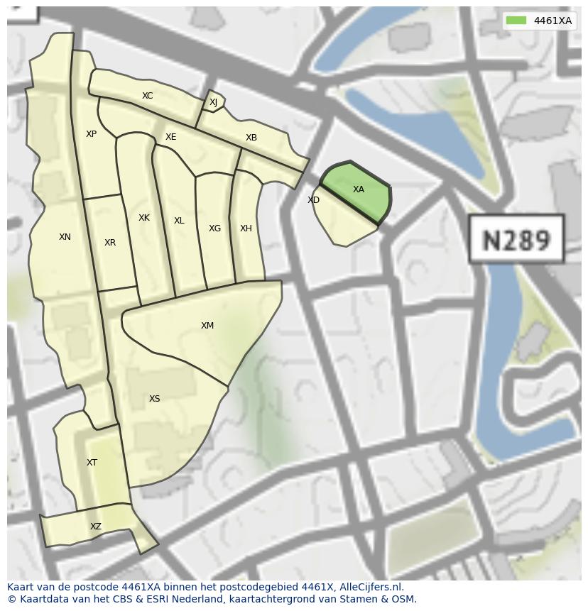 Afbeelding van het postcodegebied 4461 XA op de kaart.