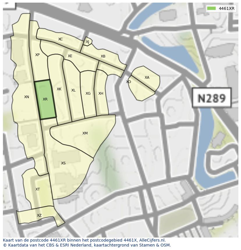 Afbeelding van het postcodegebied 4461 XR op de kaart.