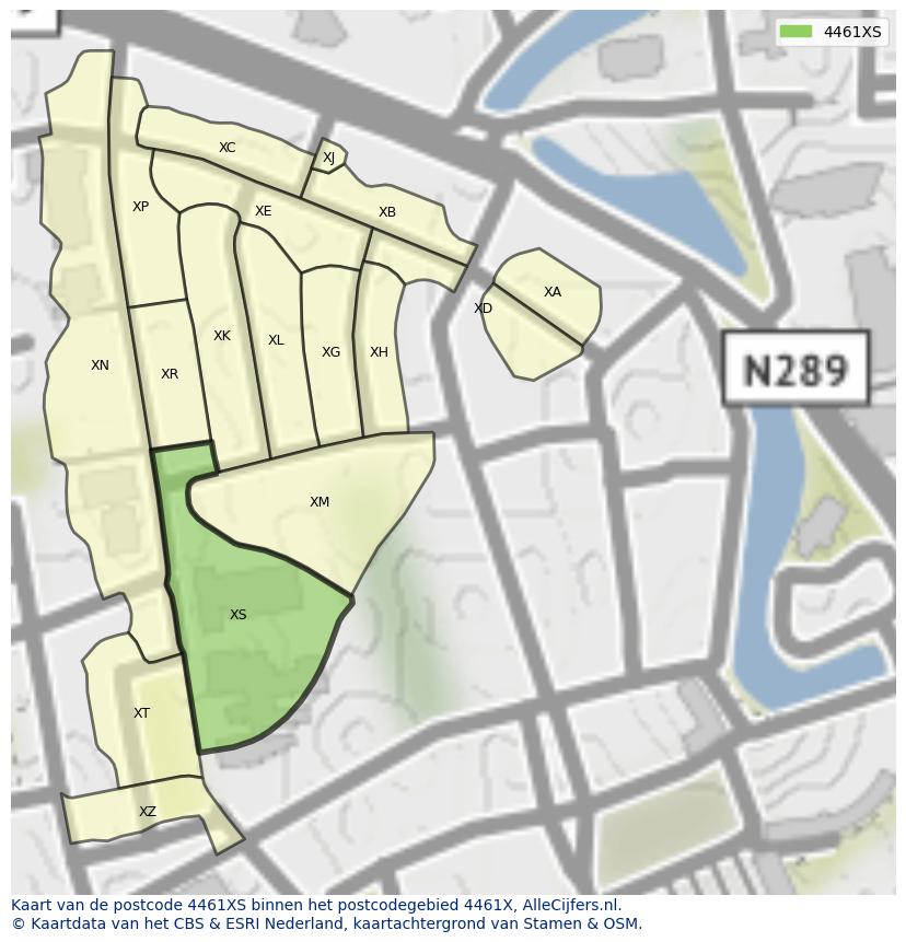 Afbeelding van het postcodegebied 4461 XS op de kaart.