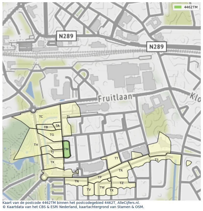 Afbeelding van het postcodegebied 4462 TM op de kaart.