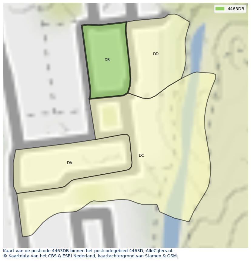 Afbeelding van het postcodegebied 4463 DB op de kaart.