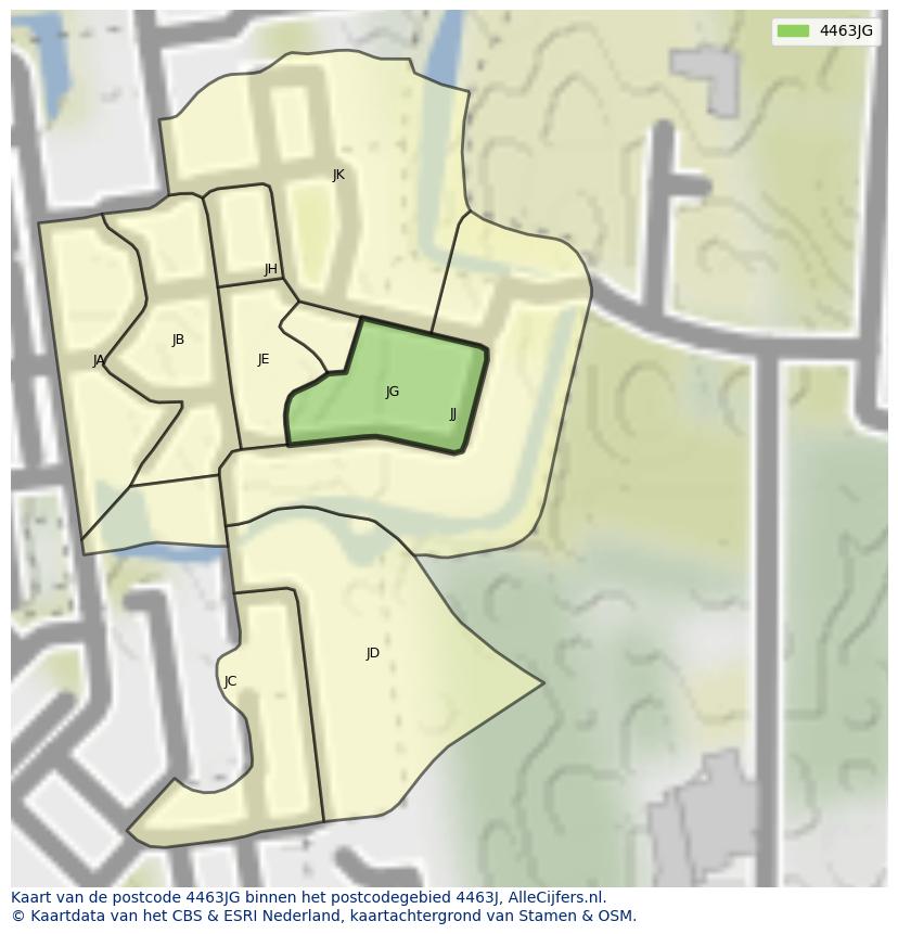 Afbeelding van het postcodegebied 4463 JG op de kaart.