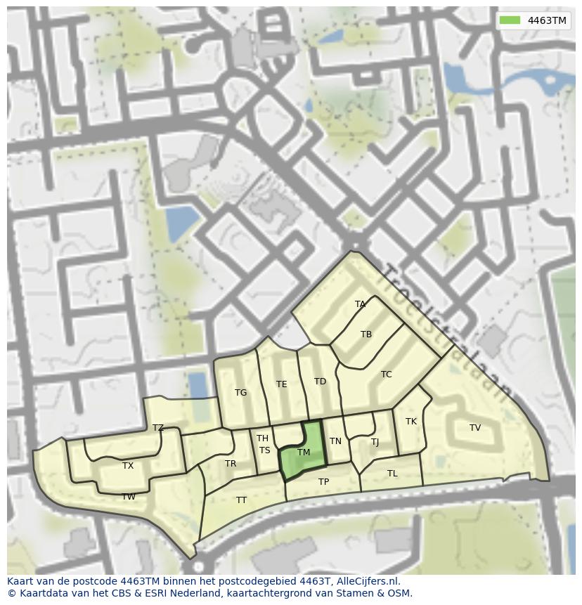 Afbeelding van het postcodegebied 4463 TM op de kaart.