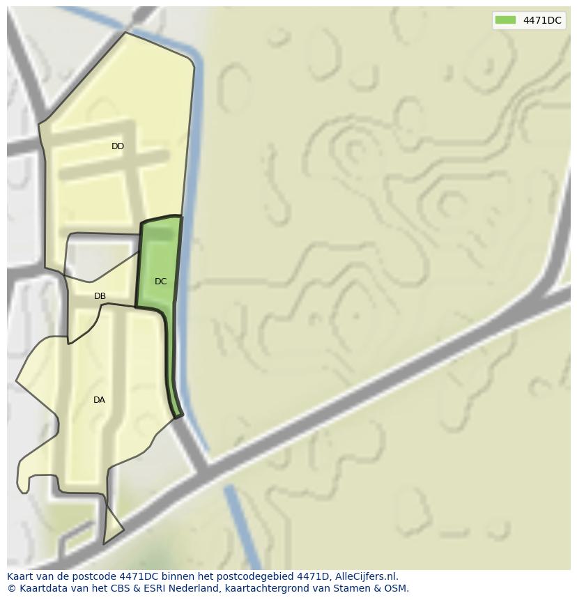 Afbeelding van het postcodegebied 4471 DC op de kaart.